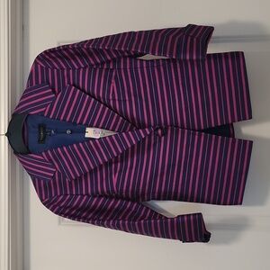 NWT navy & pink silk stripe lined blazer size 4